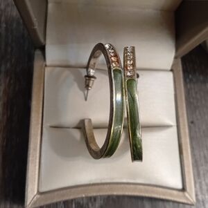Elegant Green and Silver Toned Women's Earrings